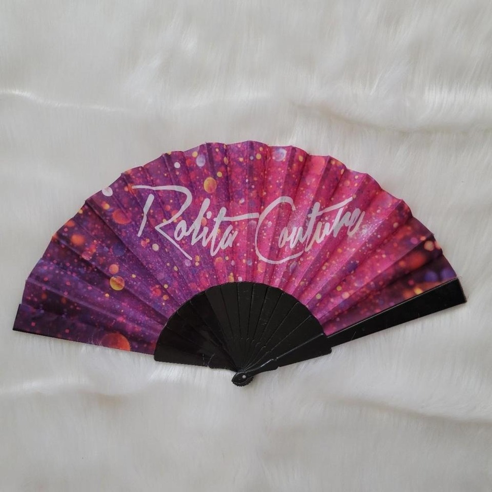 Rolita Couture Hand Fan Unisex OS Purple Excellent Galaxy Print Rave Festival